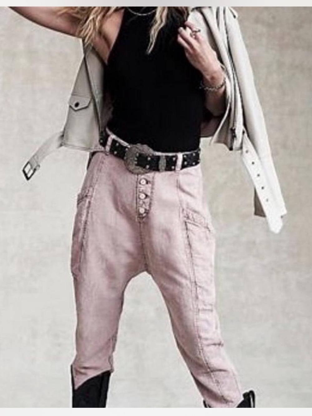 Free People Desert Daze mauve harem pants with belt size 8